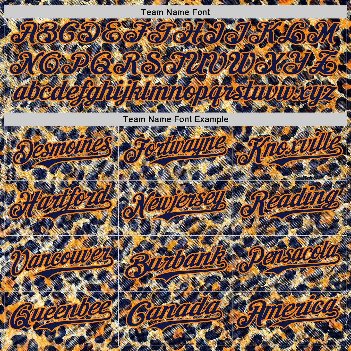 Custom Blue Navy-Bay Orange Leopard Print Authentic Baseball Jersey