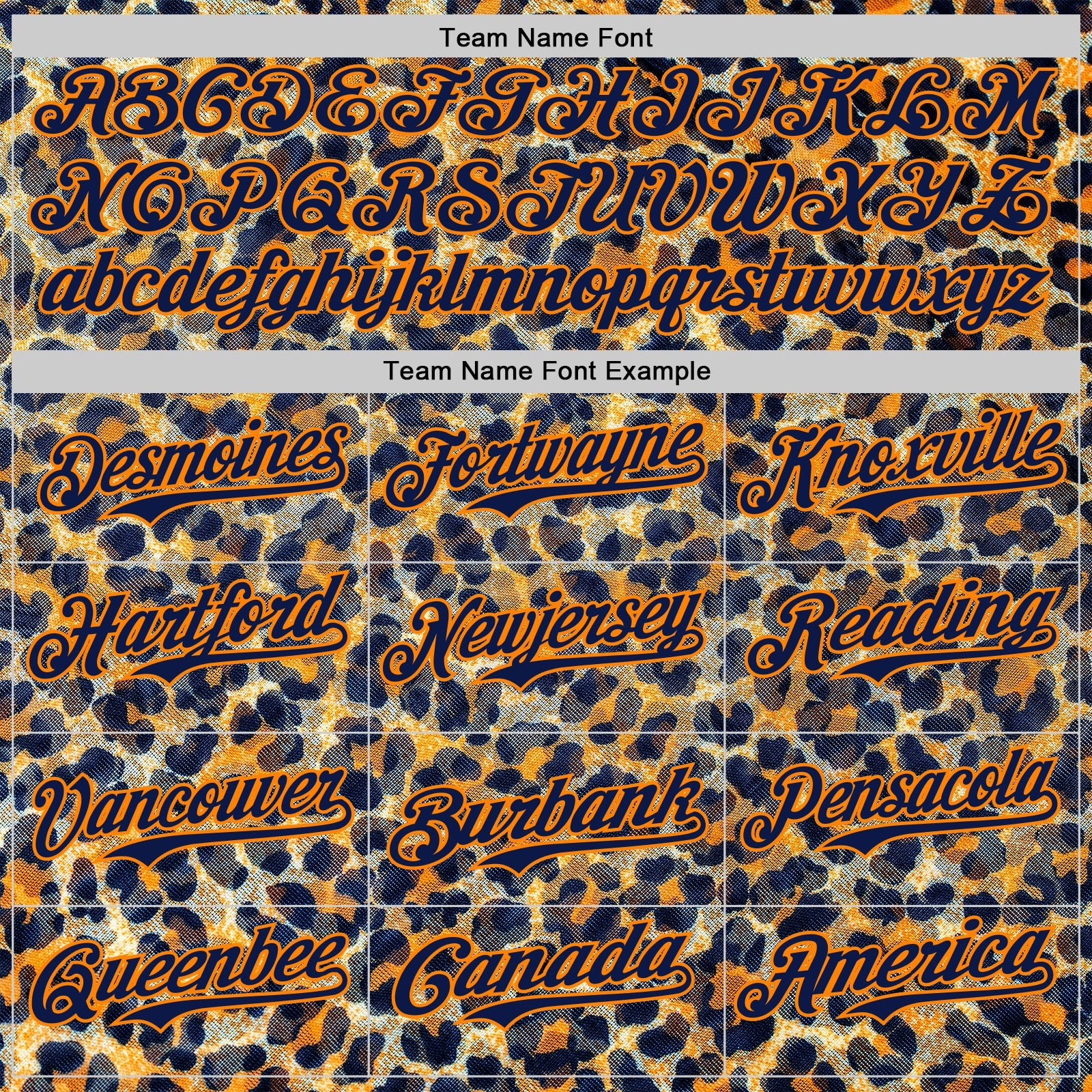 Custom Blue Navy-Bay Orange Leopard Print Authentic Baseball Jersey