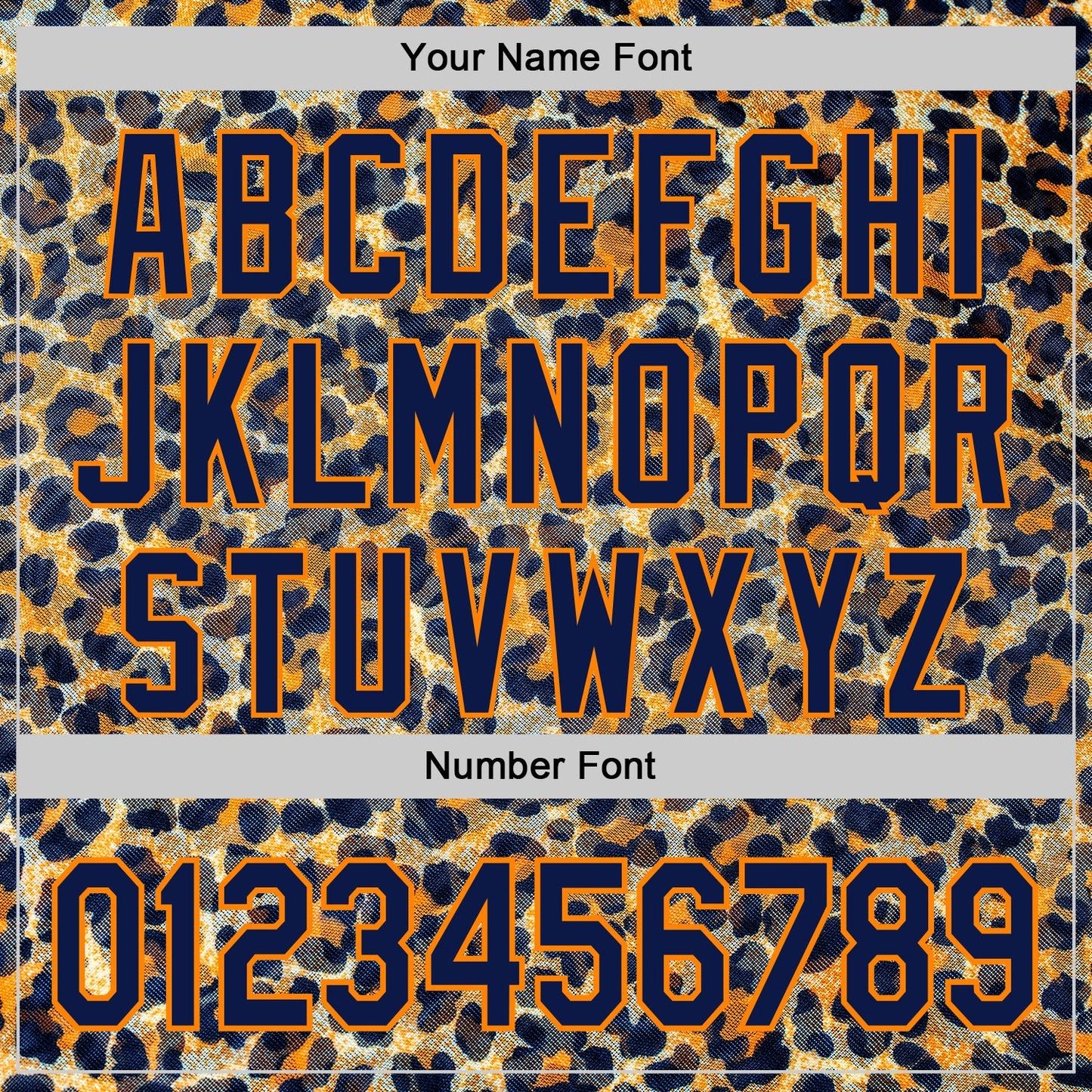 Custom Blue Navy-Bay Orange Leopard Print Authentic Baseball Jersey