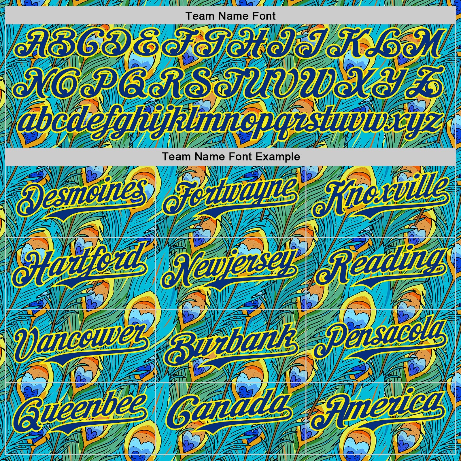 Custom Blue Royal Green-Light Yellow Peacock Feather Print Authentic Baseball Jersey