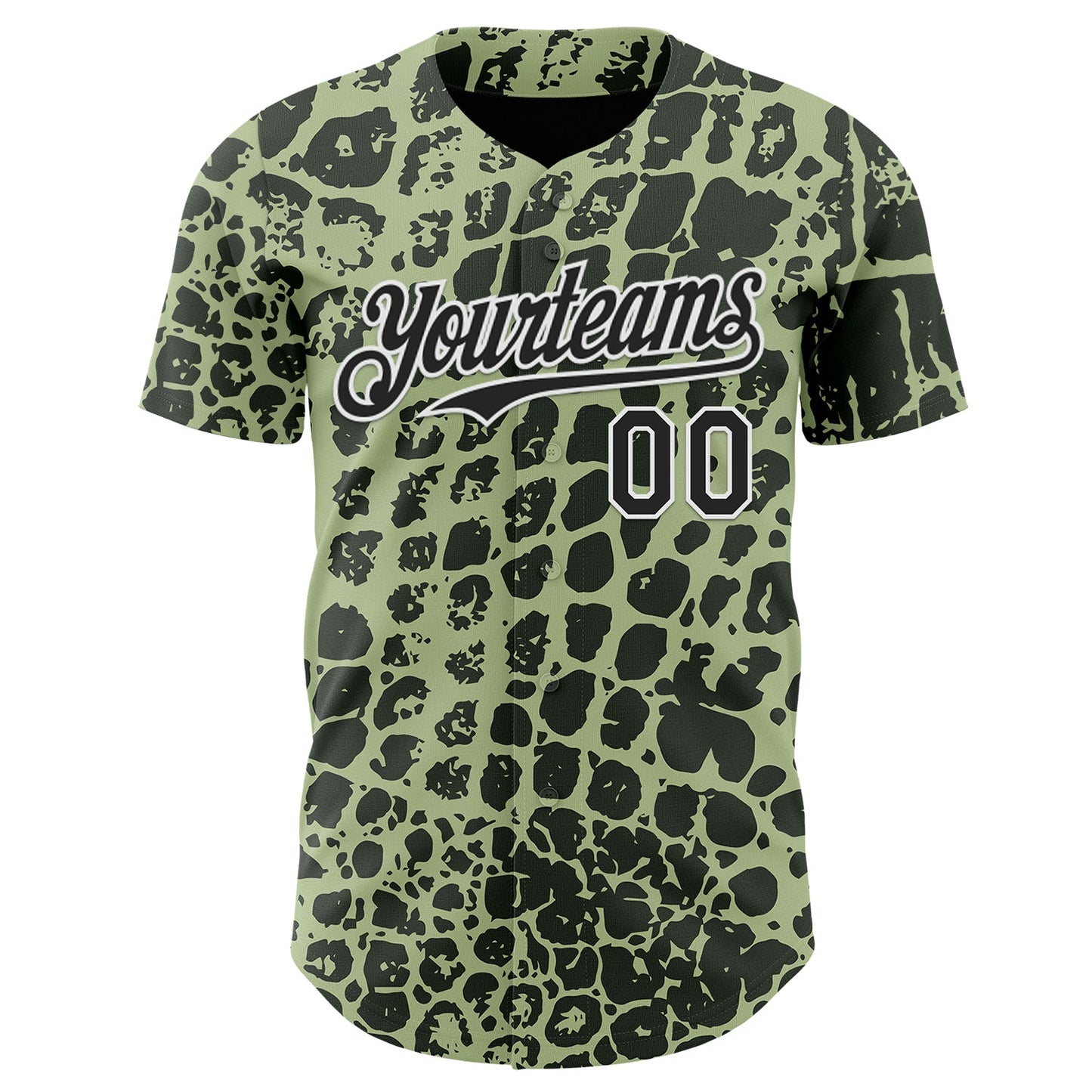 Custom Green Black-White Crocodile Skin Authentic Baseball Jersey