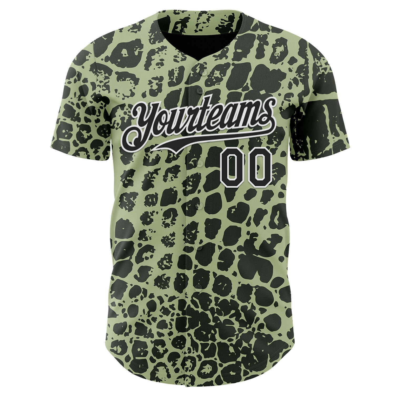 Custom Green Black-White Crocodile Skin Authentic Baseball Jersey
