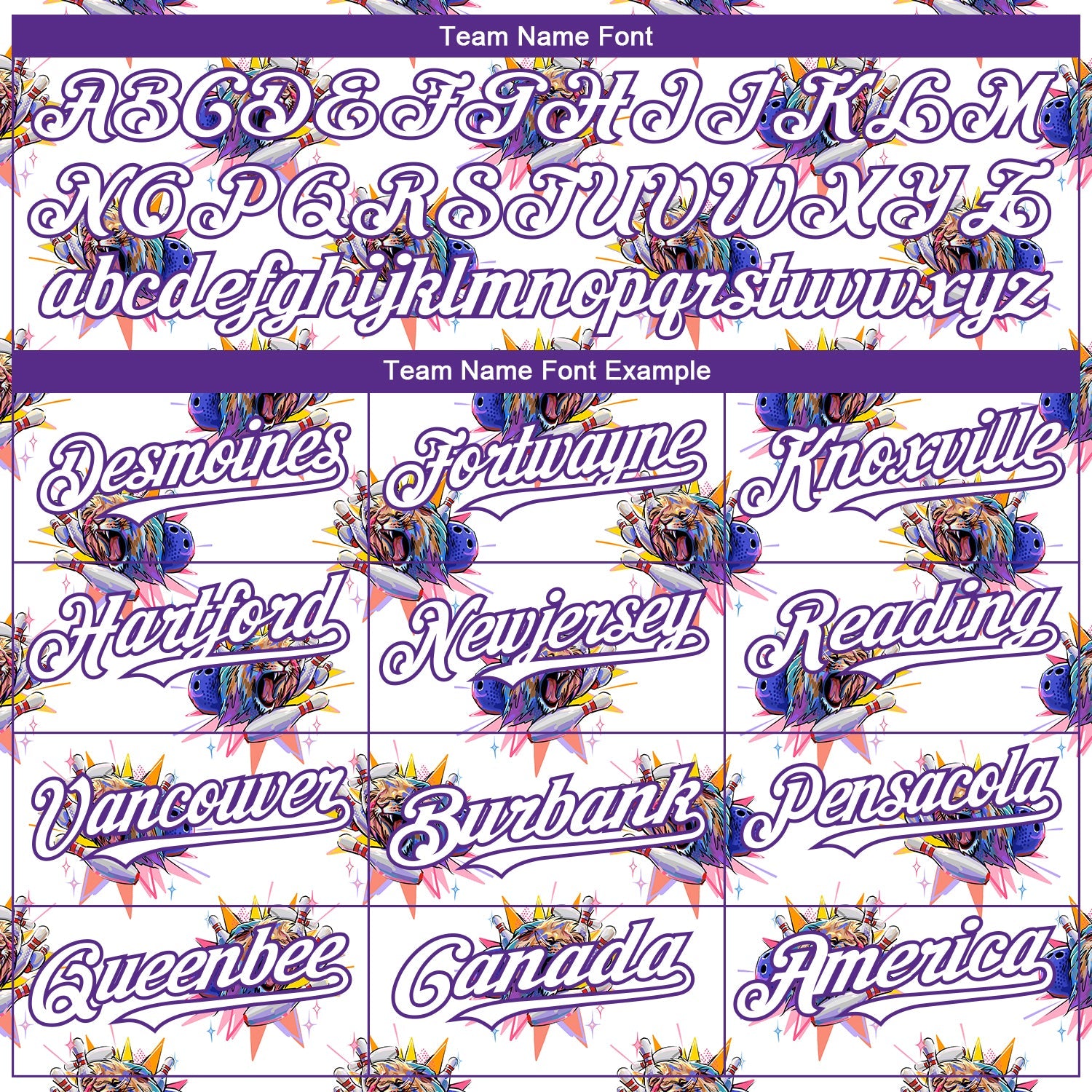 Custom White Purple 3D Pattern Design Growling Lion Among The Bowling Authentic Baseball Jersey