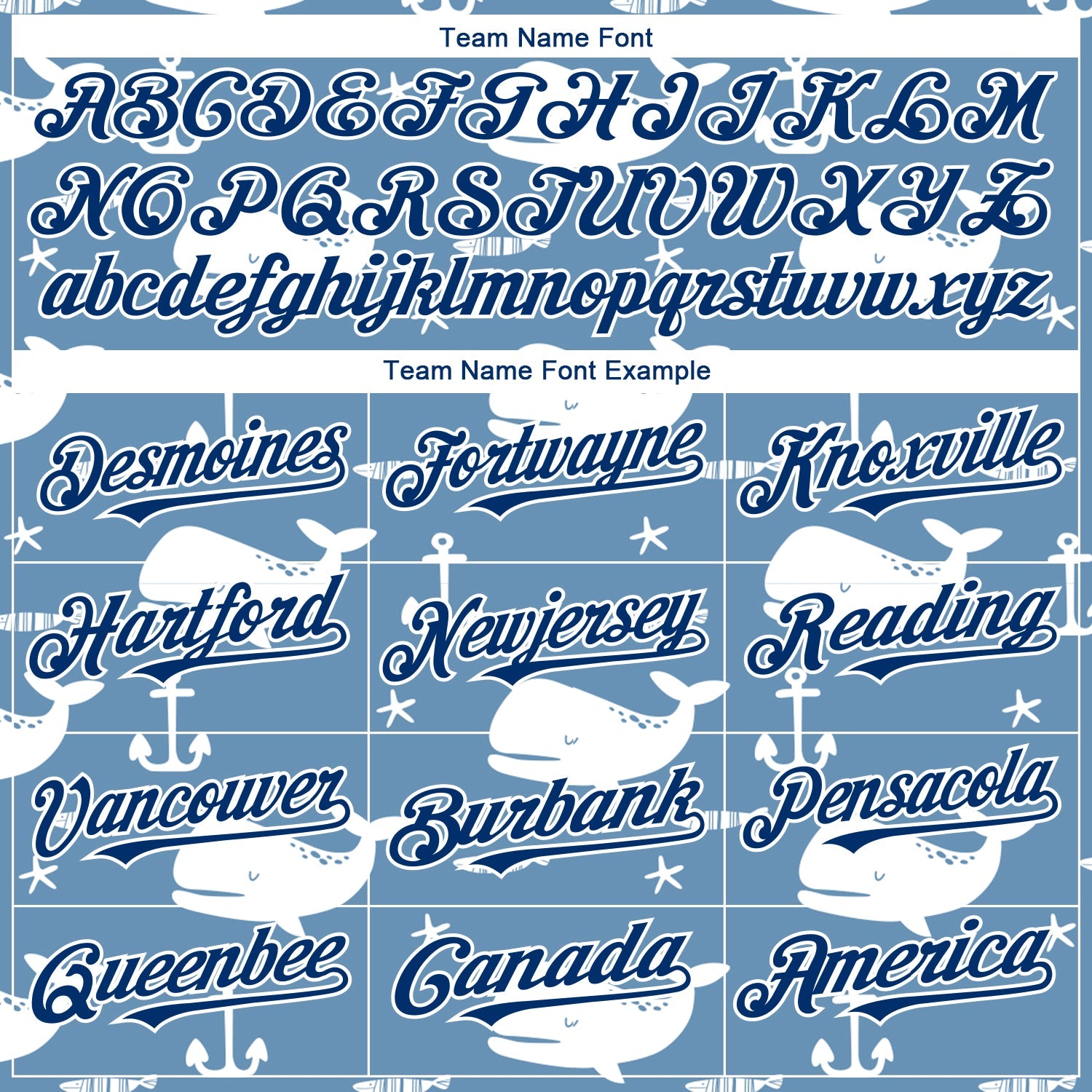 Custom Light Blue US Navy Blue-White 3D Pattern Design Whale Authentic Baseball Jersey