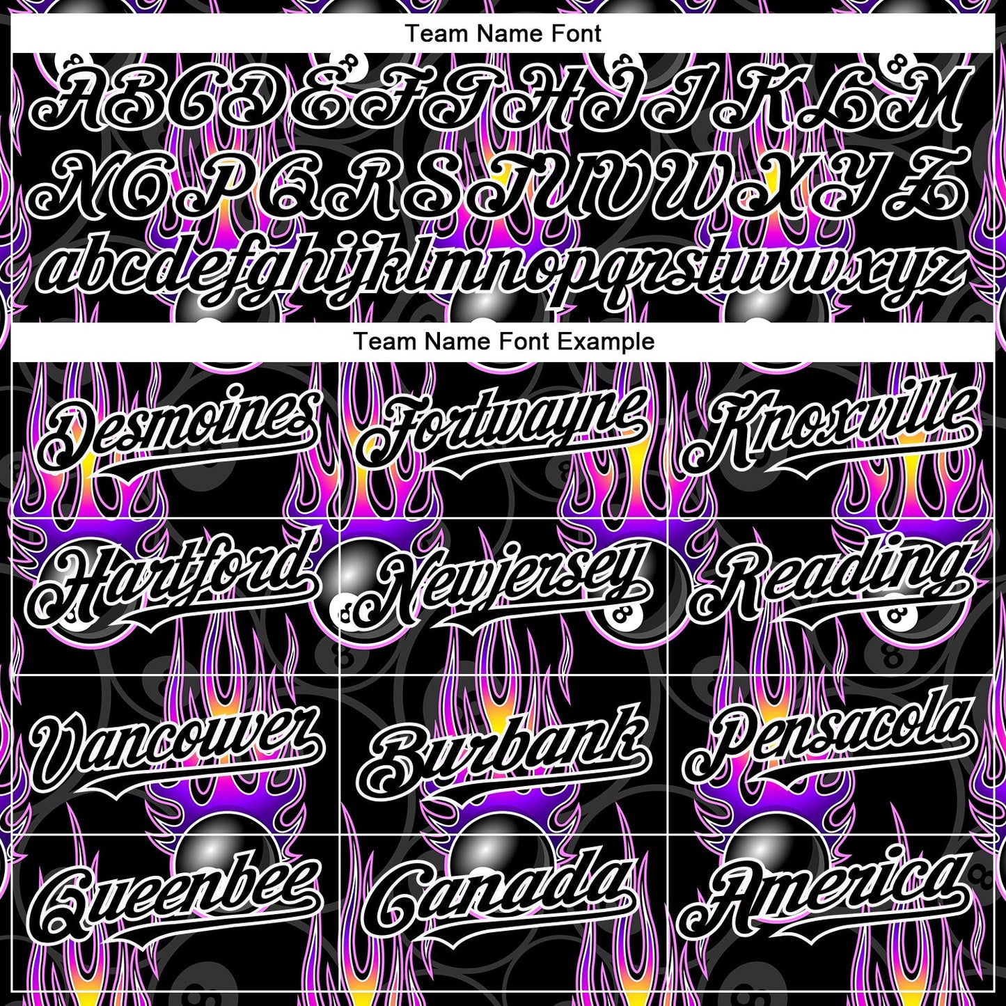 Custom Black White 3D Pattern Design Flaming Billiards Snooker 8 Ball Authentic Baseball Jersey T-Shirts,... (Image 4)
