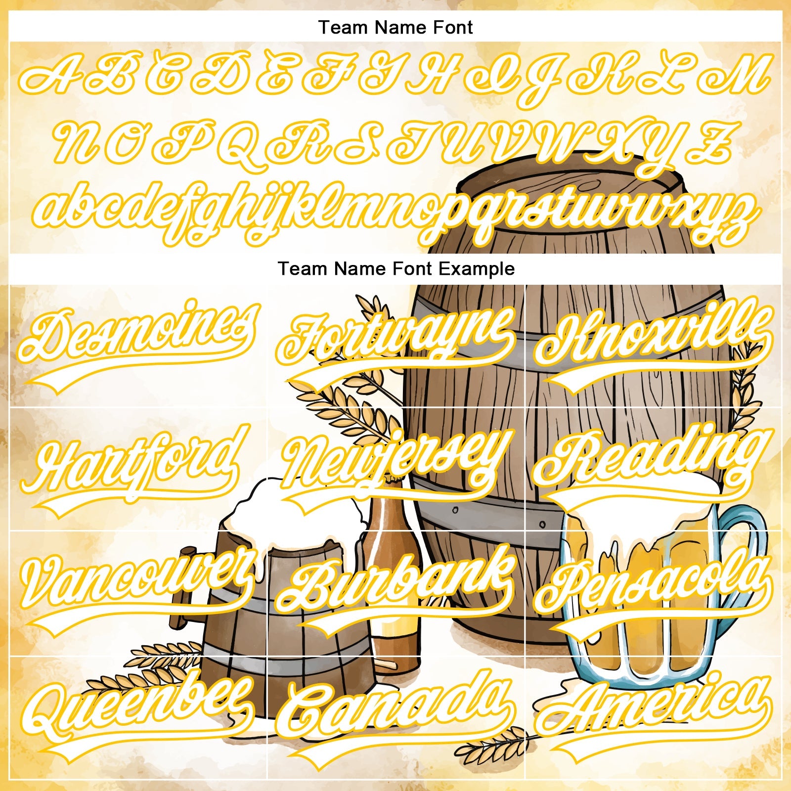 Custom White Yellow 3D Pattern Design International Beer Day Authentic Baseball Jersey