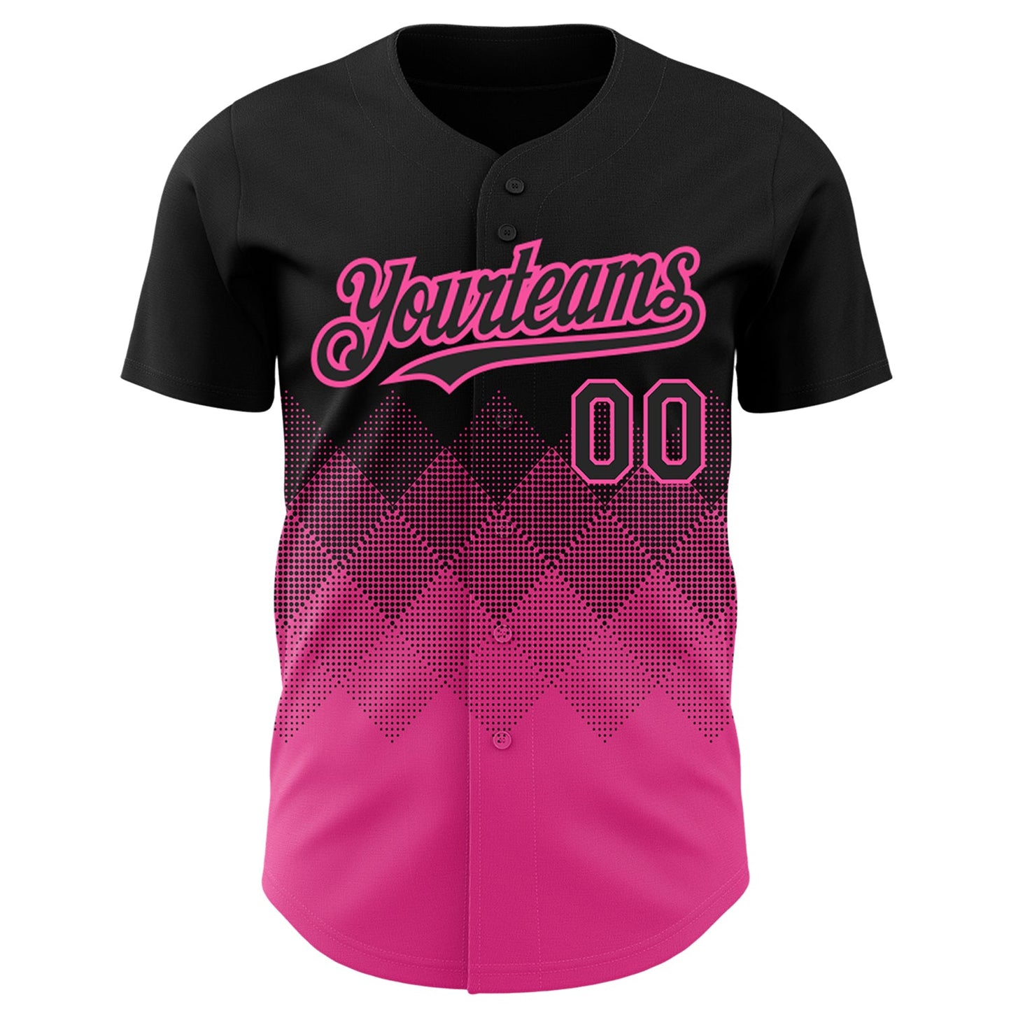Custom Black Pink 3D Pattern Design Gradient Square Shapes Authentic Baseball Jersey T-Shirts, Hoodie, Sweatshirt (Image 2)
