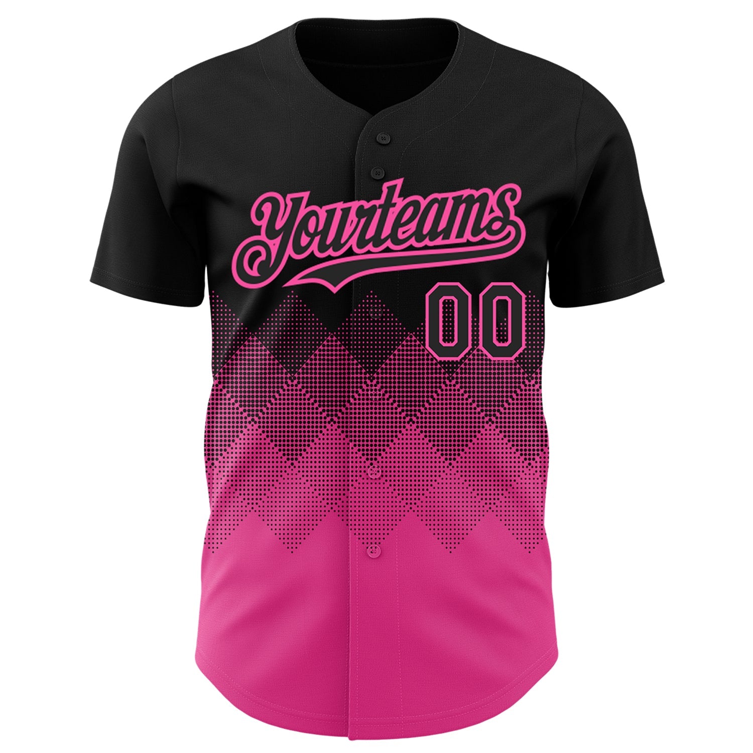 Custom Black Pink 3D Pattern Design Gradient Square Shapes Authentic Baseball Jersey T-Shirts, Hoodie, Sweatshirt (Image 2)