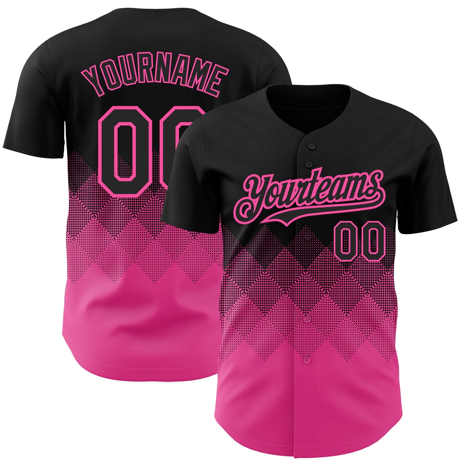 Custom Black Pink 3D Pattern Design Gradient Square Shapes Authentic Baseball Jersey T-Shirts, Hoodie, Sweatshirt (Image 1)