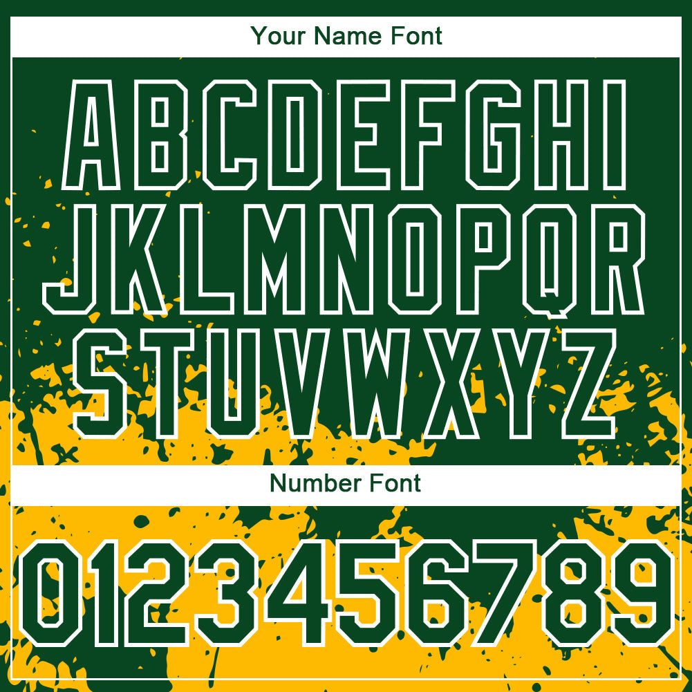 Custom Green Gold-White 3D Pattern Design Abstract Splash Grunge Art Authentic Baseball Jersey T-Shirts,... (Image 5)