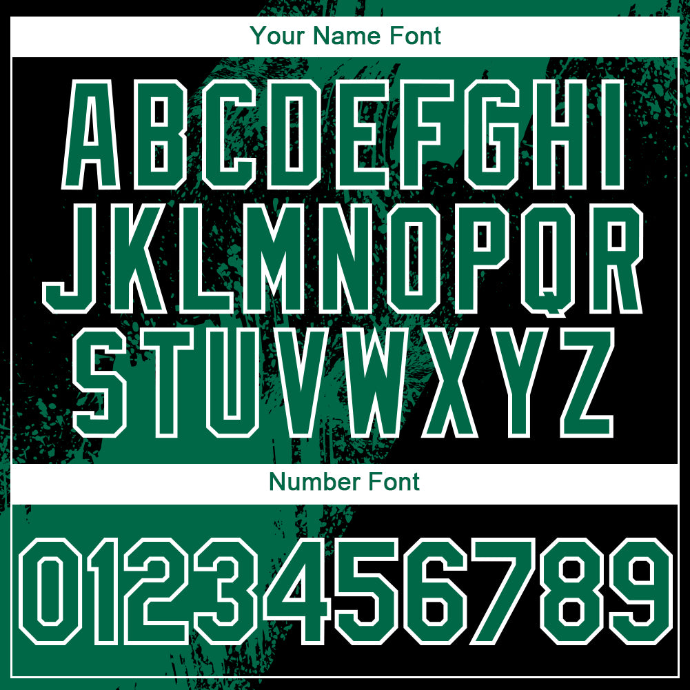 Custom Black Kelly Green-White 3D Pattern Design Abstract Brush Stroke Authentic Baseball Jersey T-Shirts,... (Image 5)