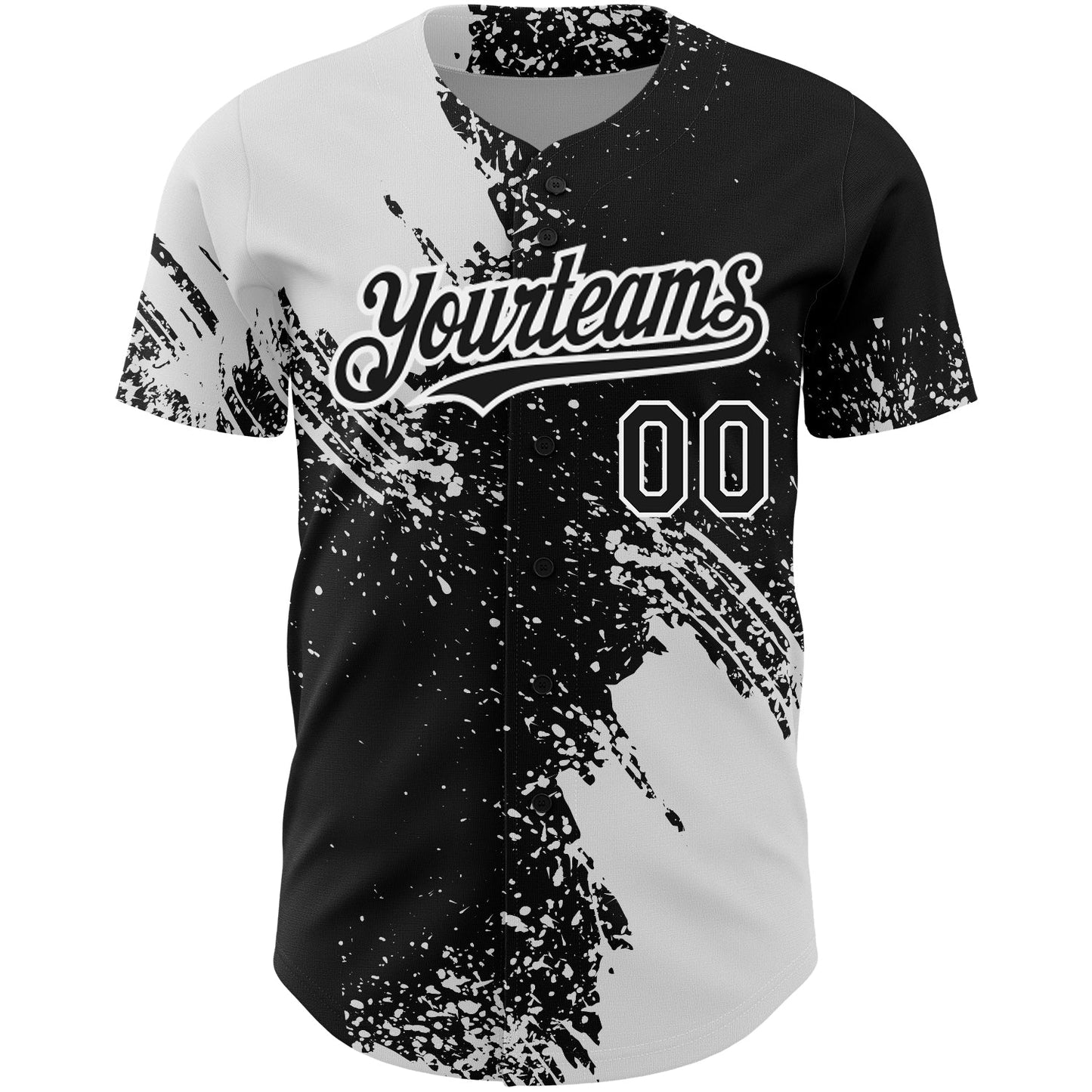 Custom Black White 3D Pattern Design Abstract Brush Stroke Authentic Baseball Jersey T-Shirts, Hoodie, Sweatshirt (Image 2)
