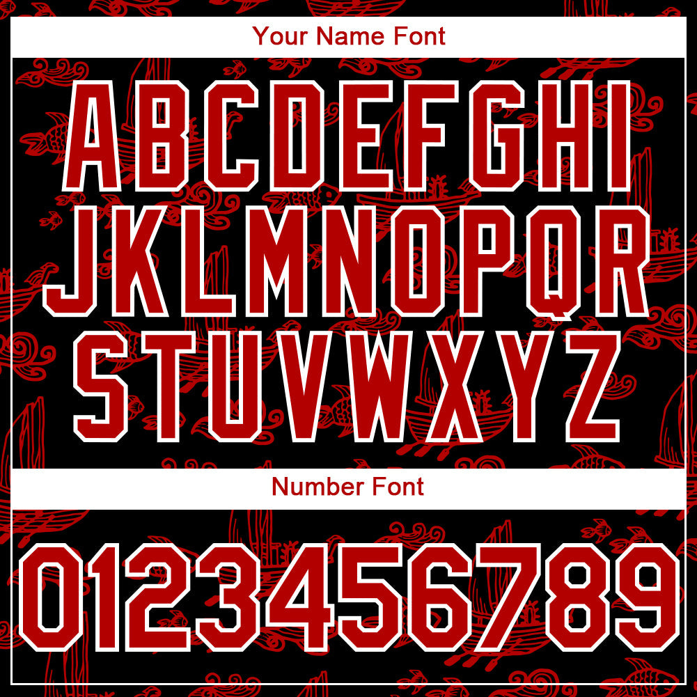 Custom Black Red-White 3D Pattern Design Boats And Fish Authentic Baseball Jersey T-Shirts, Hoodie, Sweatshirt (Image 5)