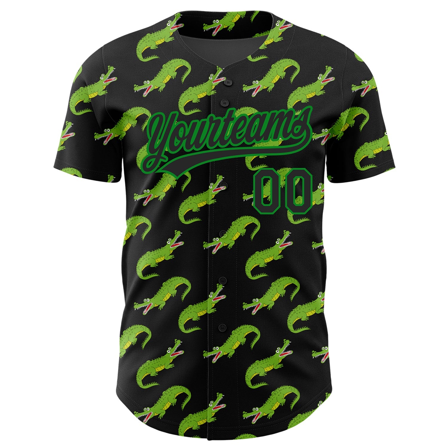Custom Black Grass Green 3D Pattern Design Crocodile Authentic Baseball Jersey T-Shirts, Hoodie, Sweatshirt (Image 2)