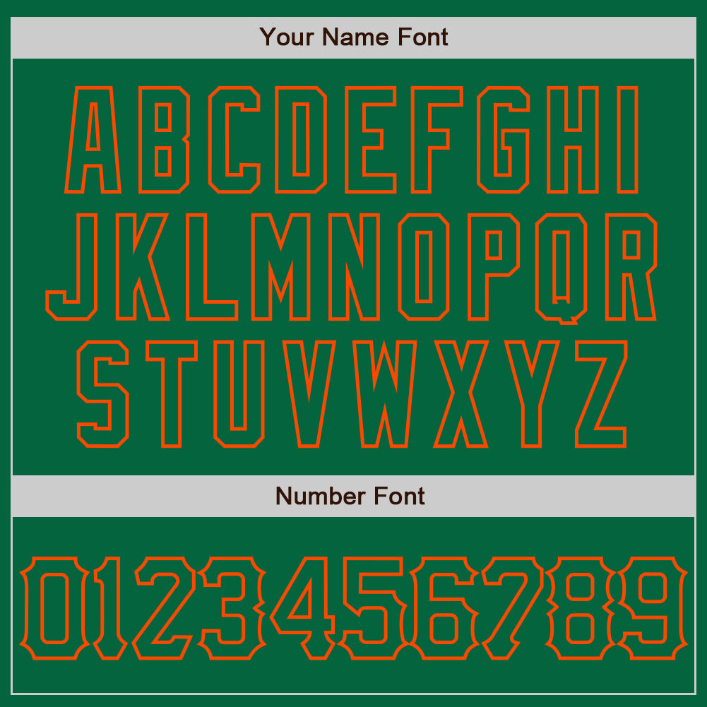 Custom Kelly Green Orange 3D Pattern Design Curve Lines Authentic Baseball Jersey