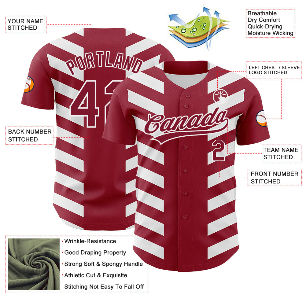 Custom Crimson White 3D Pattern Design Side Stripes Authentic Baseball Jersey T-Shirts, Hoodie, Sweatshirt (Image 3)