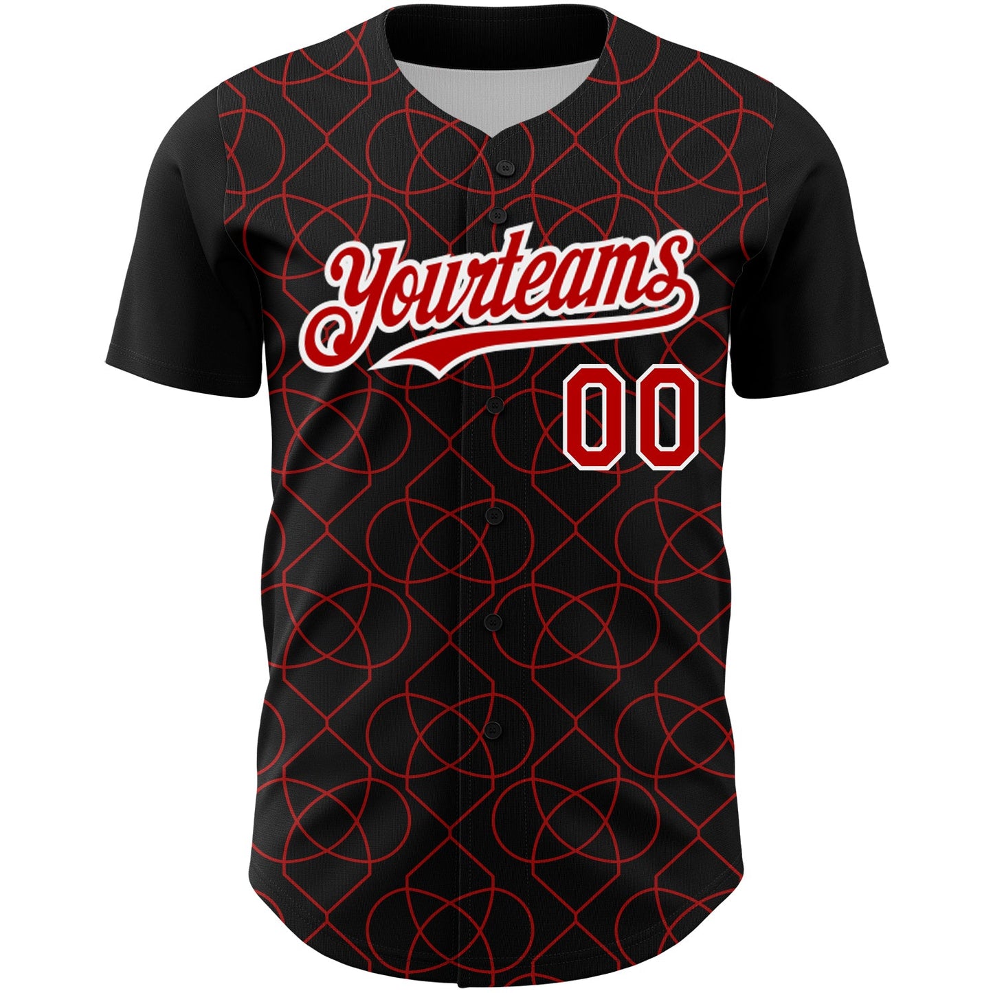 Custom Black Red-White 3D Pattern Design Arabesque Shape Authentic Baseball Jersey T-Shirts, Hoodie, Sweatshirt (Image 2)
