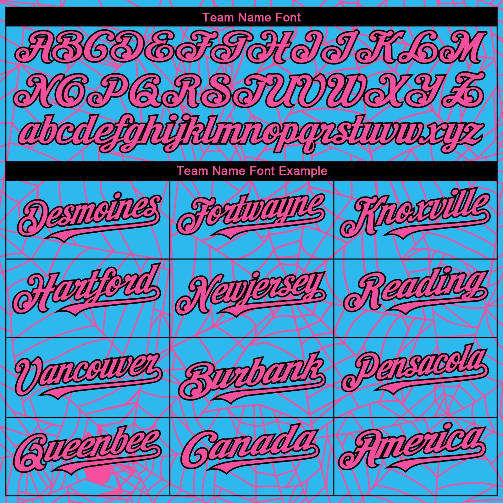Custom Sky Blue Pink-Black 3D Pattern Design Spider Web Authentic Baseball Jersey
