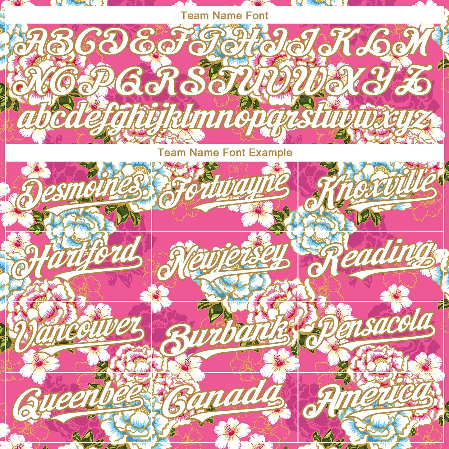 Custom Hot Pink White-Old Gold 3D Pattern Design Northeast China Big Flower Authentic Baseball Jersey