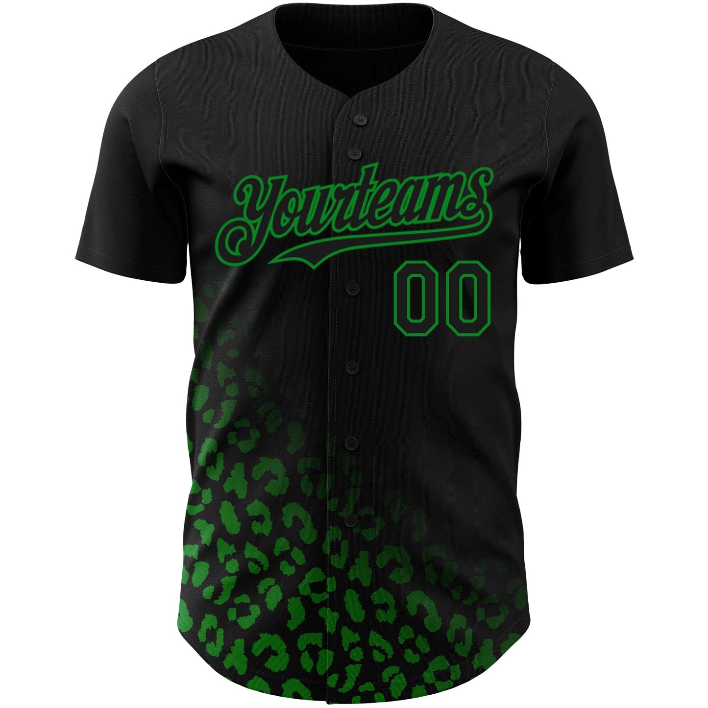 Custom Black Grass Green 3D Pattern Design Leopard Print Fade Fashion Authentic Baseball Jersey T-Shirts,... (Image 2)
