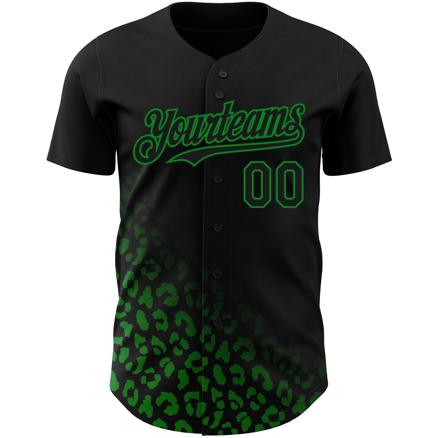 Custom Black Grass Green 3D Pattern Design Leopard Print Fade Fashion Authentic Baseball Jersey T-Shirts,... (Image 2)