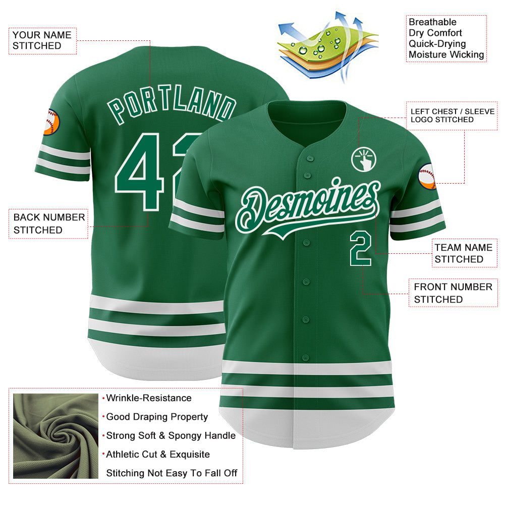 Custom Kelly Green White Line Authentic Baseball Jersey T-Shirts, Hoodie, Sweatshirt | WearSparks.com (Image 3)