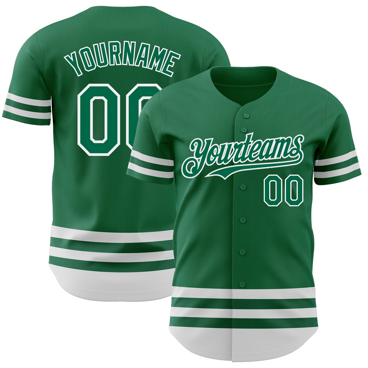 Custom Kelly Green White Line Authentic Baseball Jersey T-Shirts, Hoodie, Sweatshirt | WearSparks.com (Image 1)