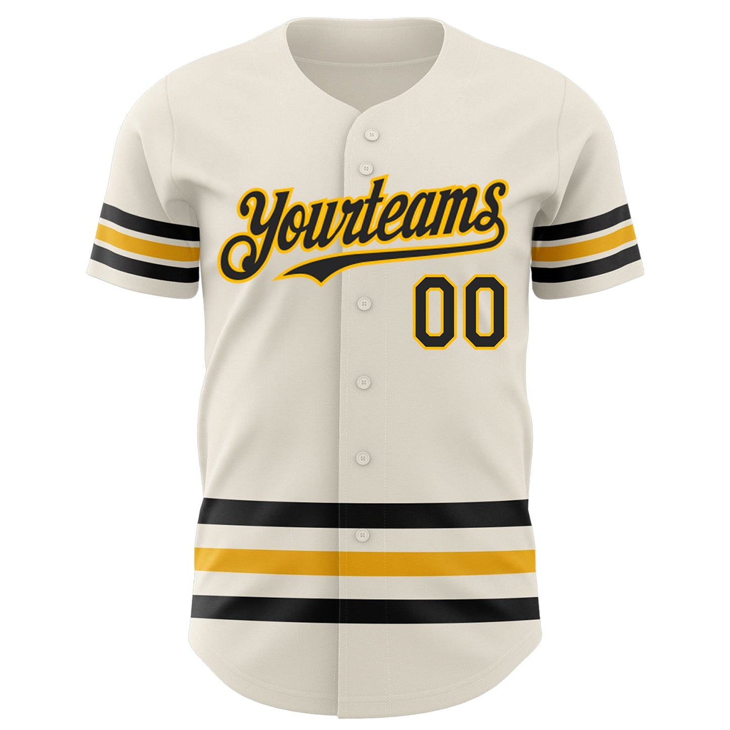 Custom Cream Black-Gold Line Authentic Baseball Jersey T-Shirts, Hoodie, Sweatshirt | WearSparks.com (Image 2)