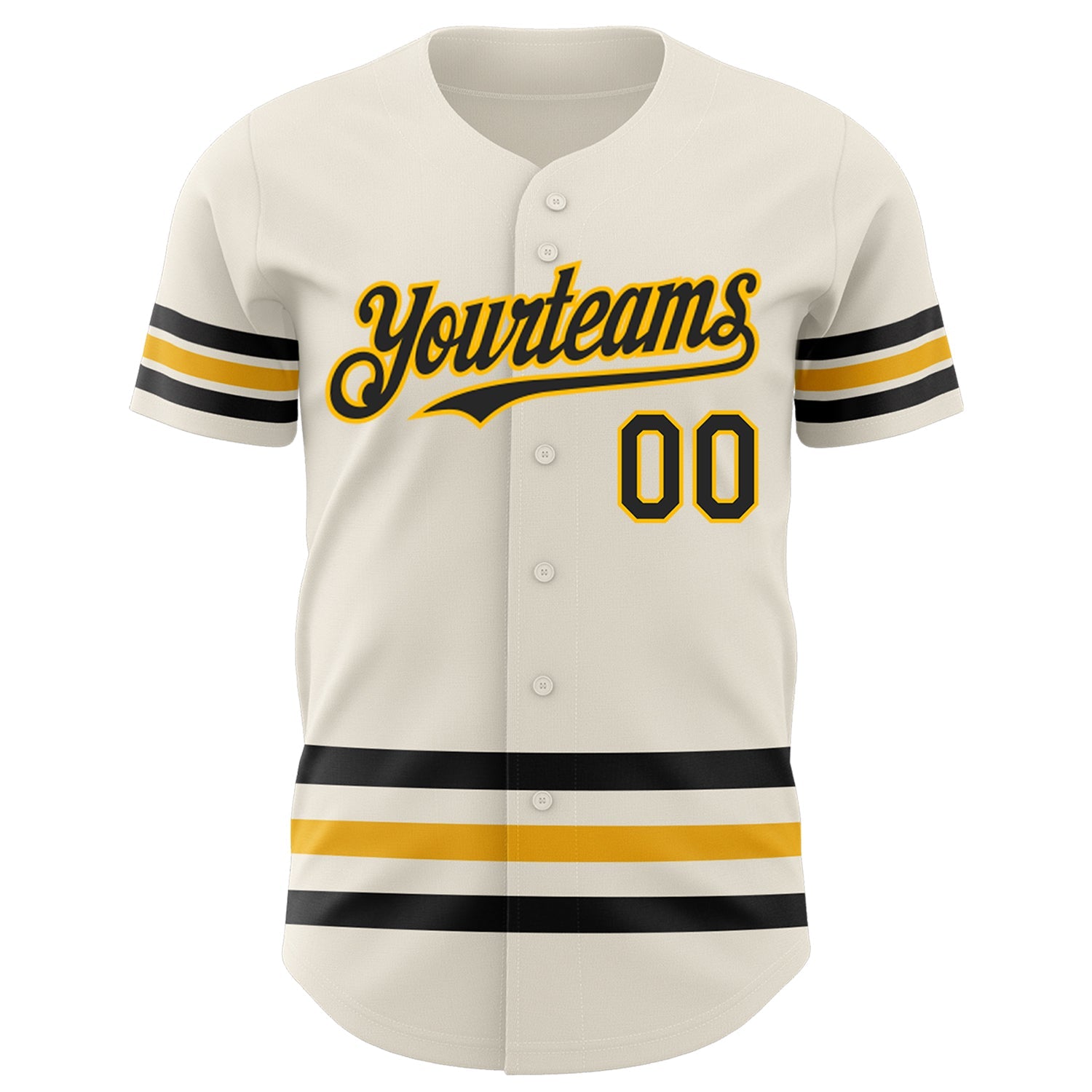 Custom Cream Black-Gold Line Authentic Baseball Jersey T-Shirts, Hoodie, Sweatshirt | WearSparks.com (Image 2)