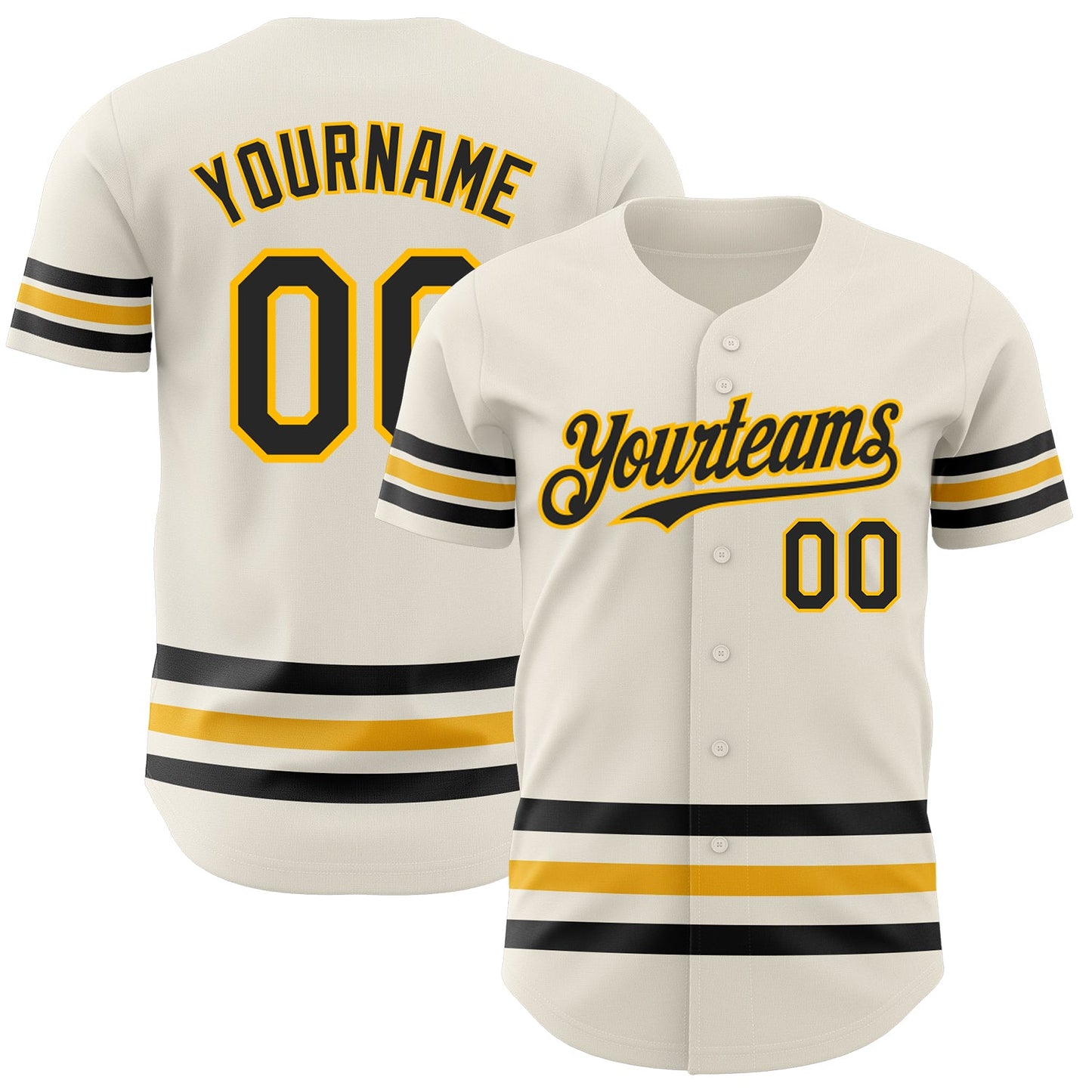Custom Cream Black-Gold Line Authentic Baseball Jersey T-Shirts, Hoodie, Sweatshirt | WearSparks.com (Image 1)
