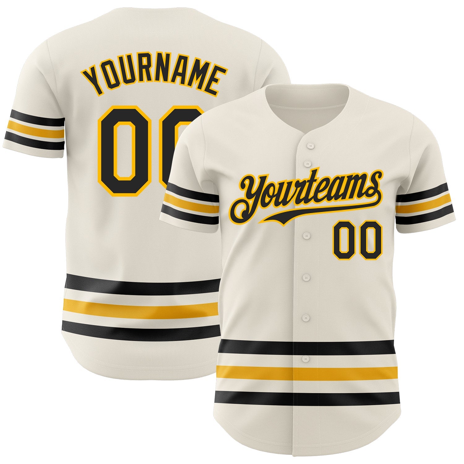 Custom Cream Black-Gold Line Authentic Baseball Jersey T-Shirts, Hoodie, Sweatshirt | WearSparks.com (Image 1)