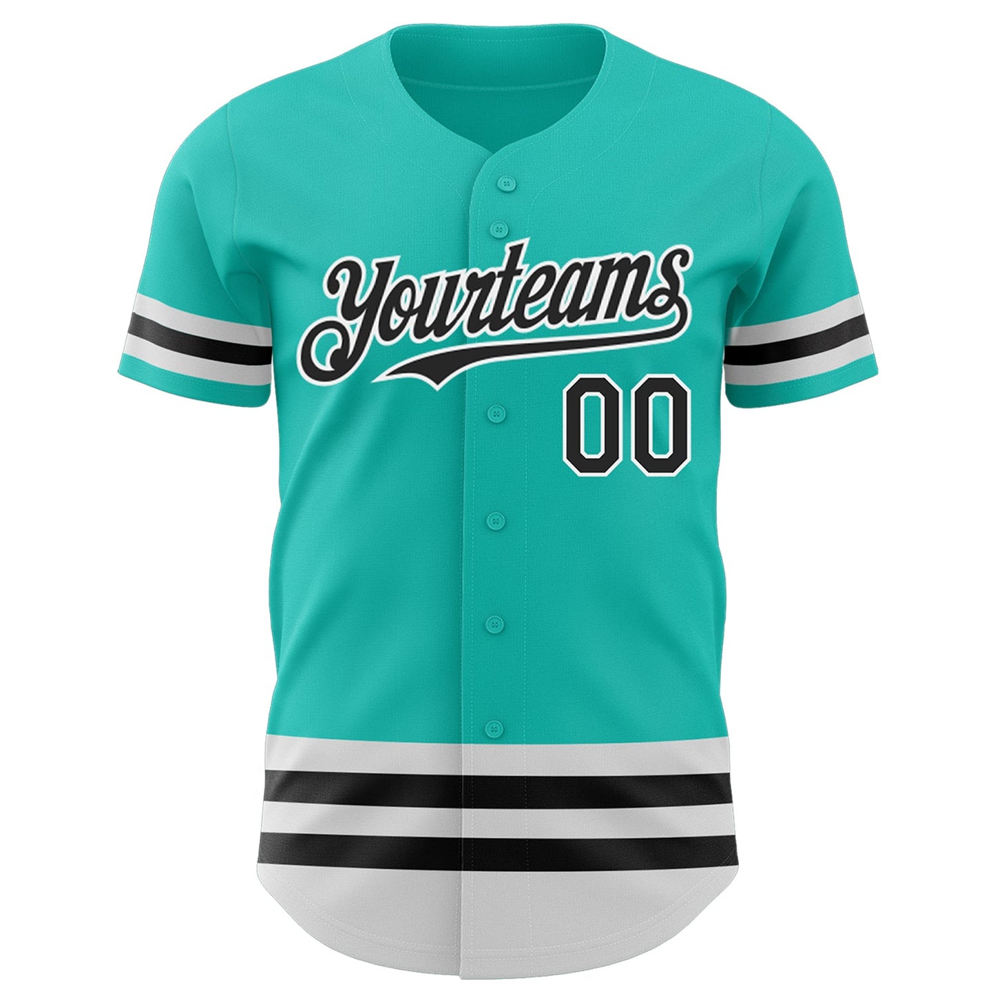Custom Aqua Black-White Line Authentic Baseball Jersey T-Shirts, Hoodie, Sweatshirt | WearSparks.com (Image 2)