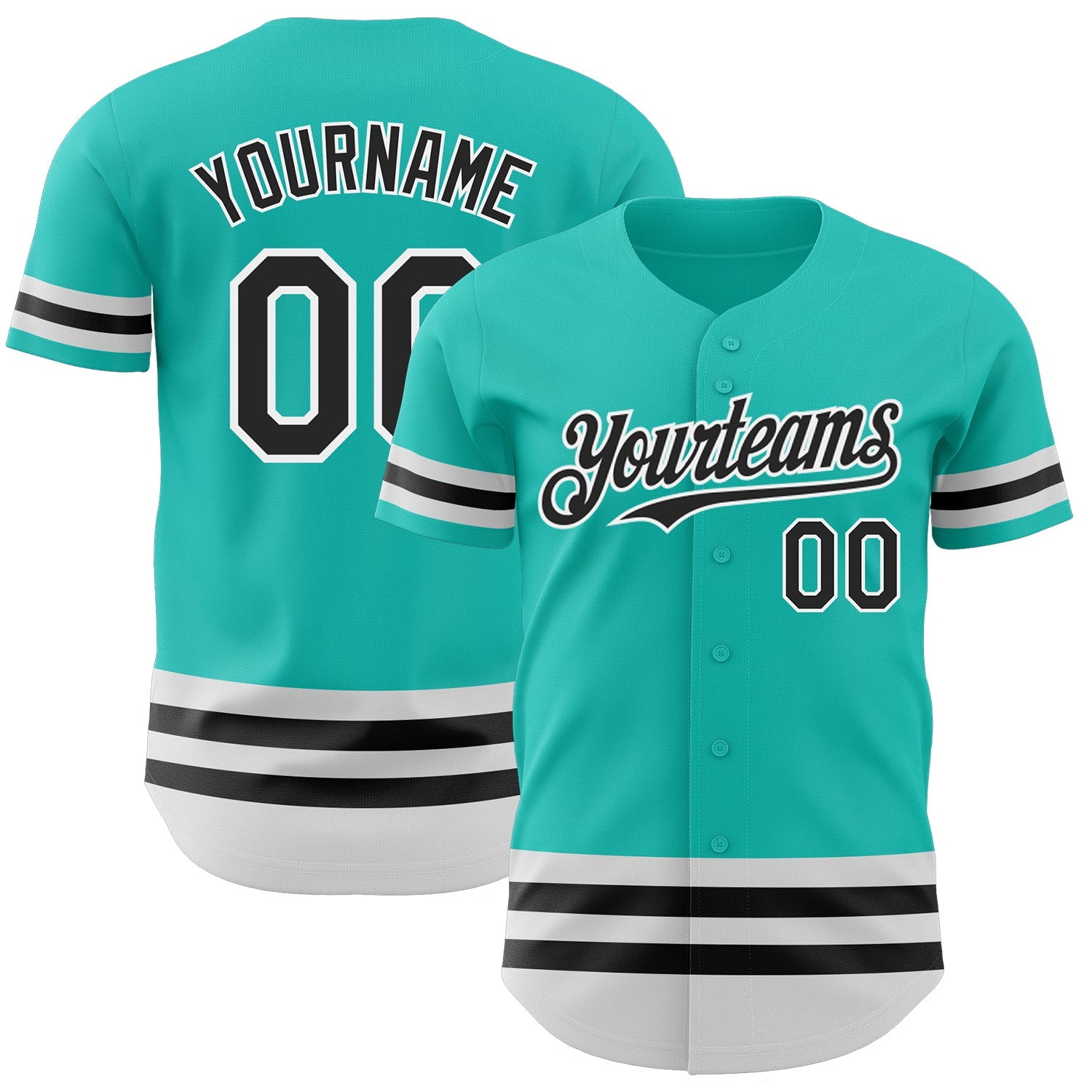 Custom Aqua Black-White Line Authentic Baseball Jersey T-Shirts, Hoodie, Sweatshirt | WearSparks.com (Image 1)