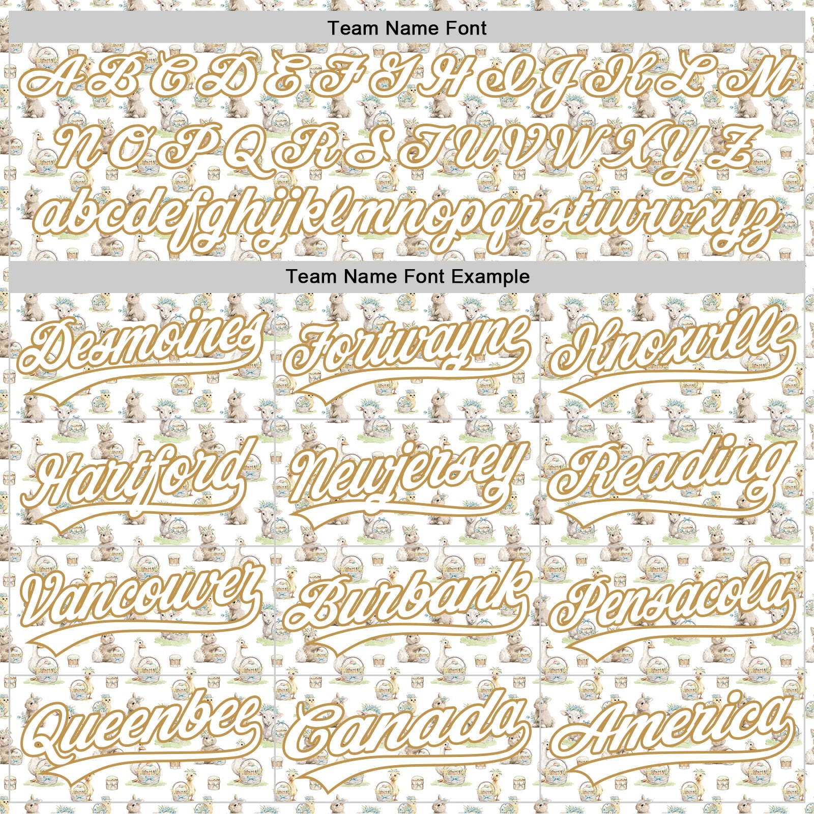 Custom White Old Gold 3D Pattern Design Animal Rabbit Sheep Chicken And Duck Authentic Baseball Jersey