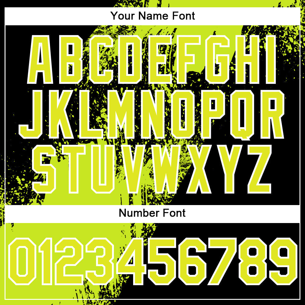 Custom Neon Yellow Black-White 3D Pattern Design Abstract Brush Stroke Authentic Baseball Jersey