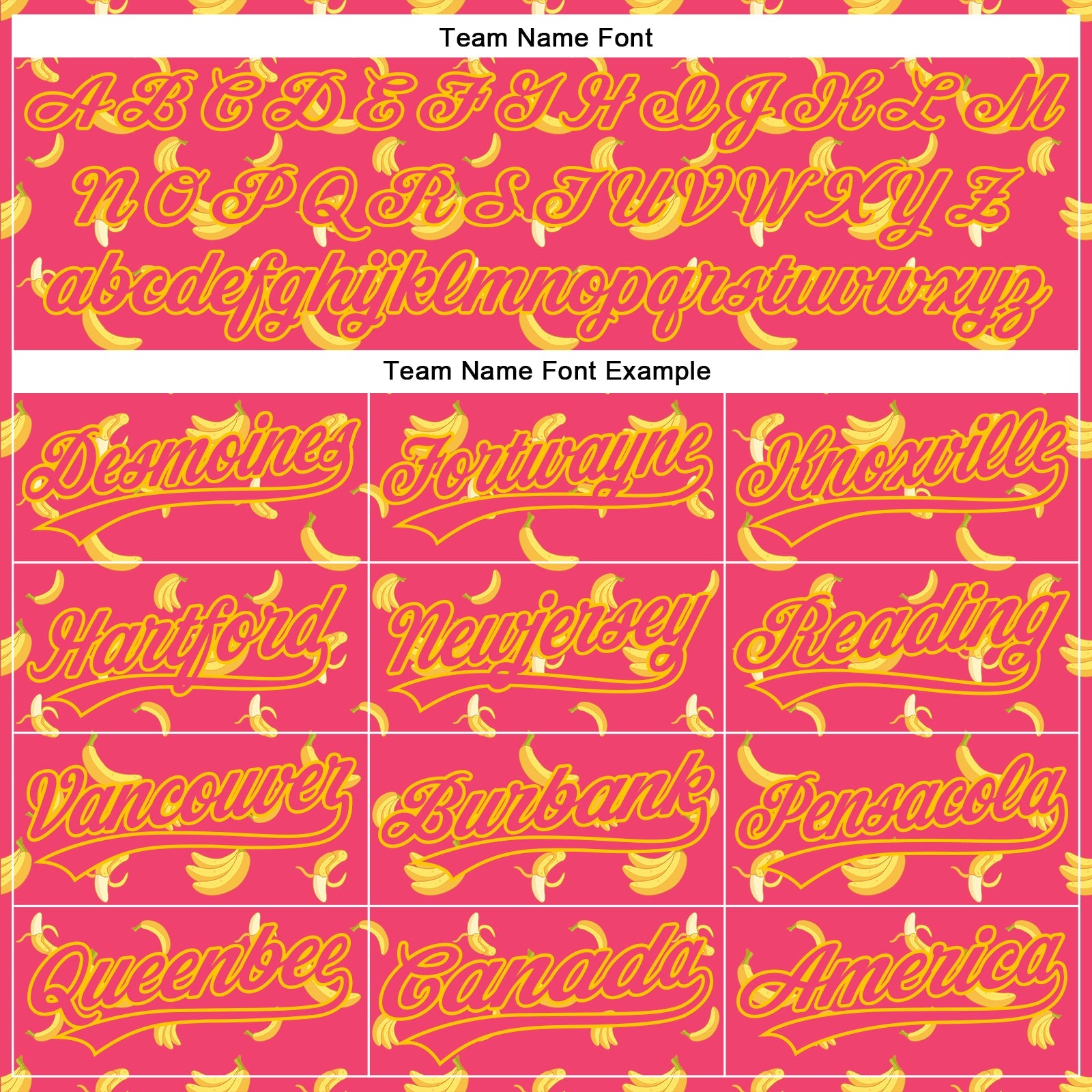 Custom Neon Pink Yellow 3D Pattern Design Fruit Banana Authentic Baseball Jersey