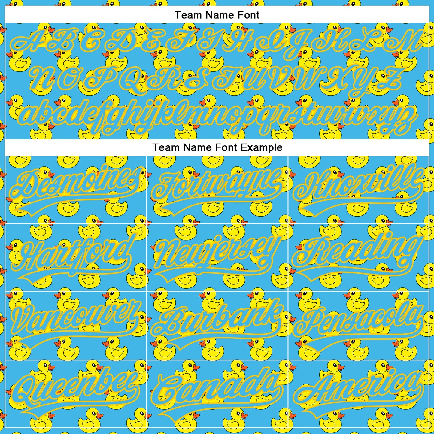 Custom Sky Blue Yellow 3D Pattern Design Animal Duck Authentic Baseball Jersey
