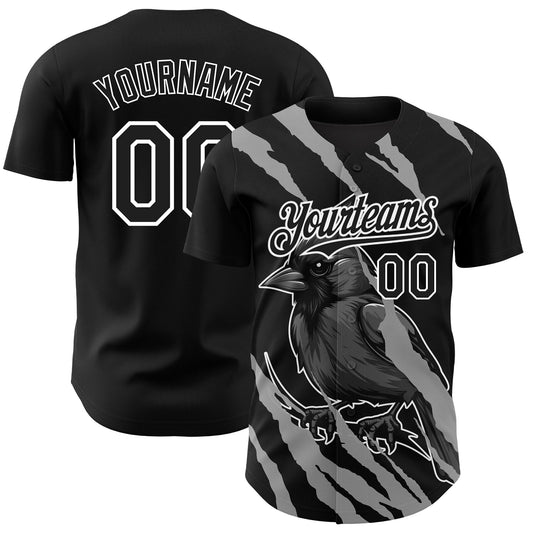 Custom Black White 3D Pattern Design Animal Cardinal Bird Authentic Baseball Jersey T-Shirts, Hoodie, Sweatshirt (Image 1)