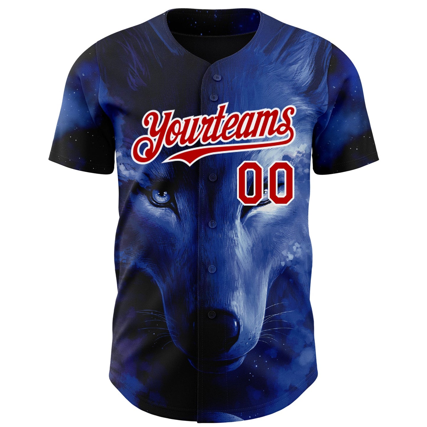 Custom Black Red-White 3D Pattern Design Animal Wolf Authentic Baseball Jersey T-Shirts, Hoodie, Sweatshirt (Image 2)
