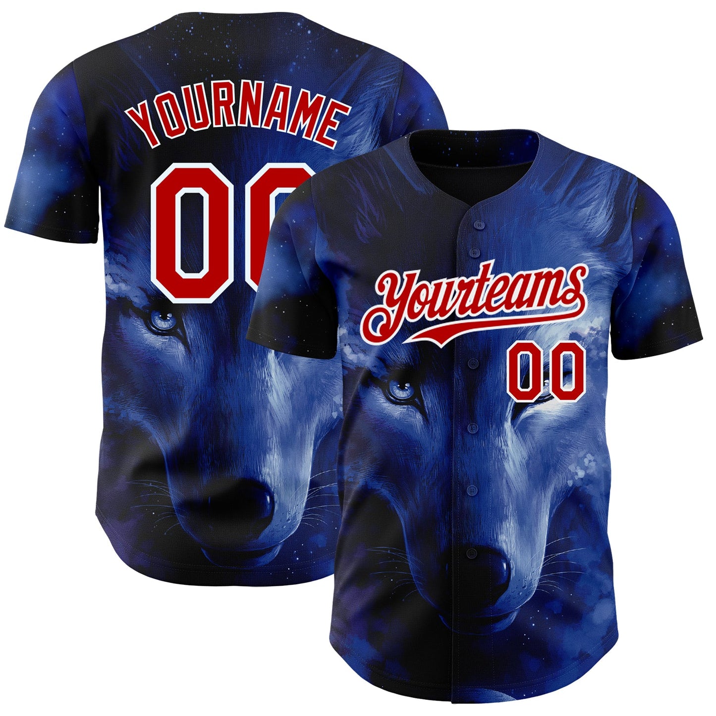 Custom Black Red-White 3D Pattern Design Animal Wolf Authentic Baseball Jersey T-Shirts, Hoodie, Sweatshirt (Image 1)