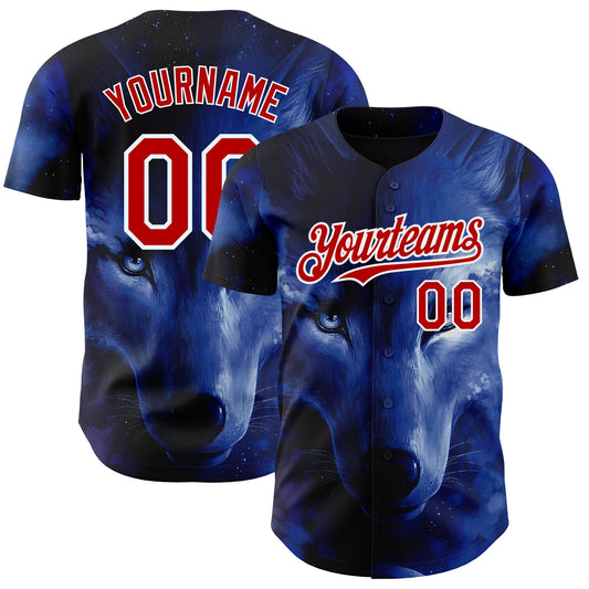 Custom Black Red-White 3D Pattern Design Animal Wolf Authentic Baseball Jersey T-Shirts, Hoodie, Sweatshirt (Image 1)