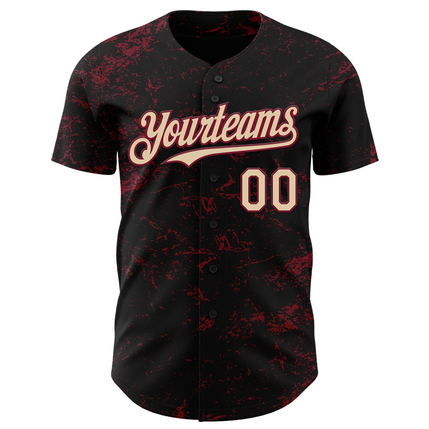 Custom Black City Cream-Crimson 3D Pattern Design Abstract Splatter Texture Authentic Baseball Jersey T-Shirts,... (Image 2)