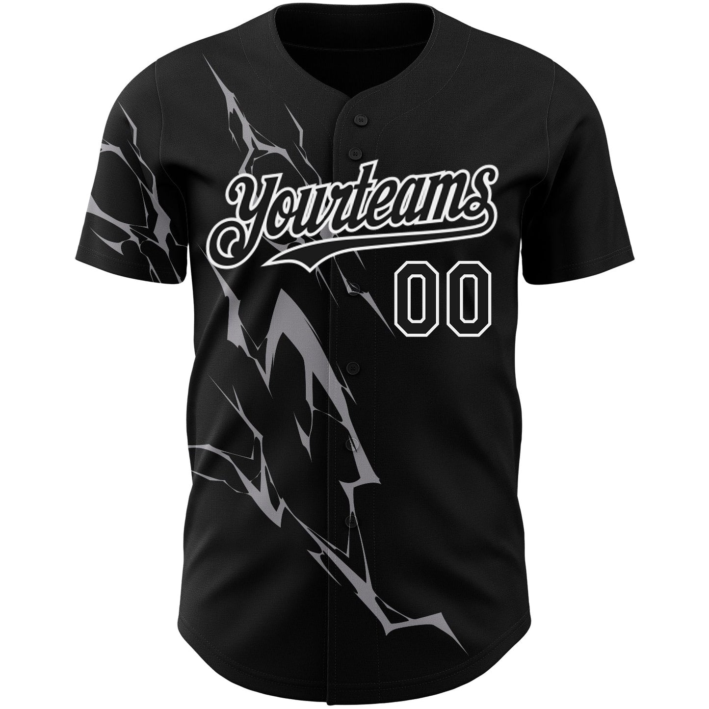 Custom Black Gray-White 3D Pattern Design Lightning Authentic Baseball Jersey T-Shirts, Hoodie, Sweatshirt (Image 2)