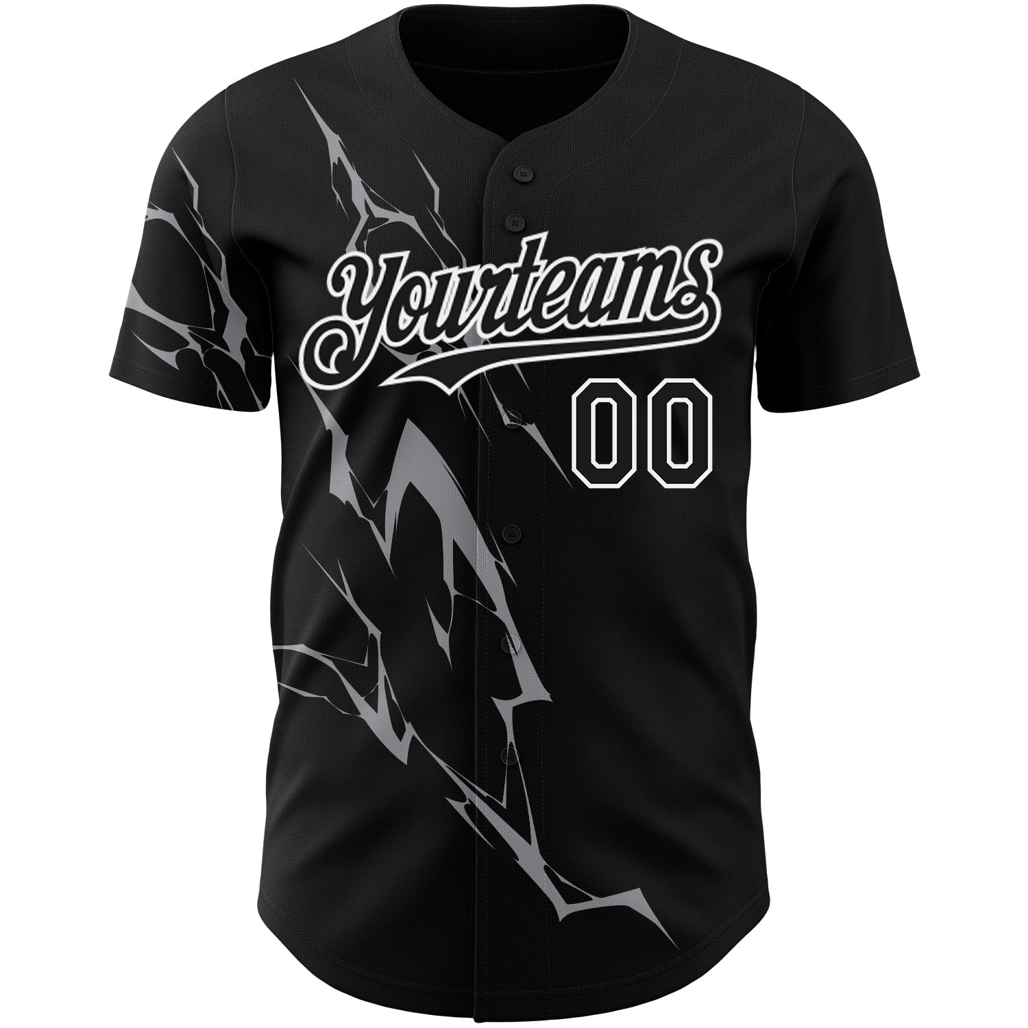 Custom Black Gray-White 3D Pattern Design Lightning Authentic Baseball Jersey T-Shirts, Hoodie, Sweatshirt (Image 2)