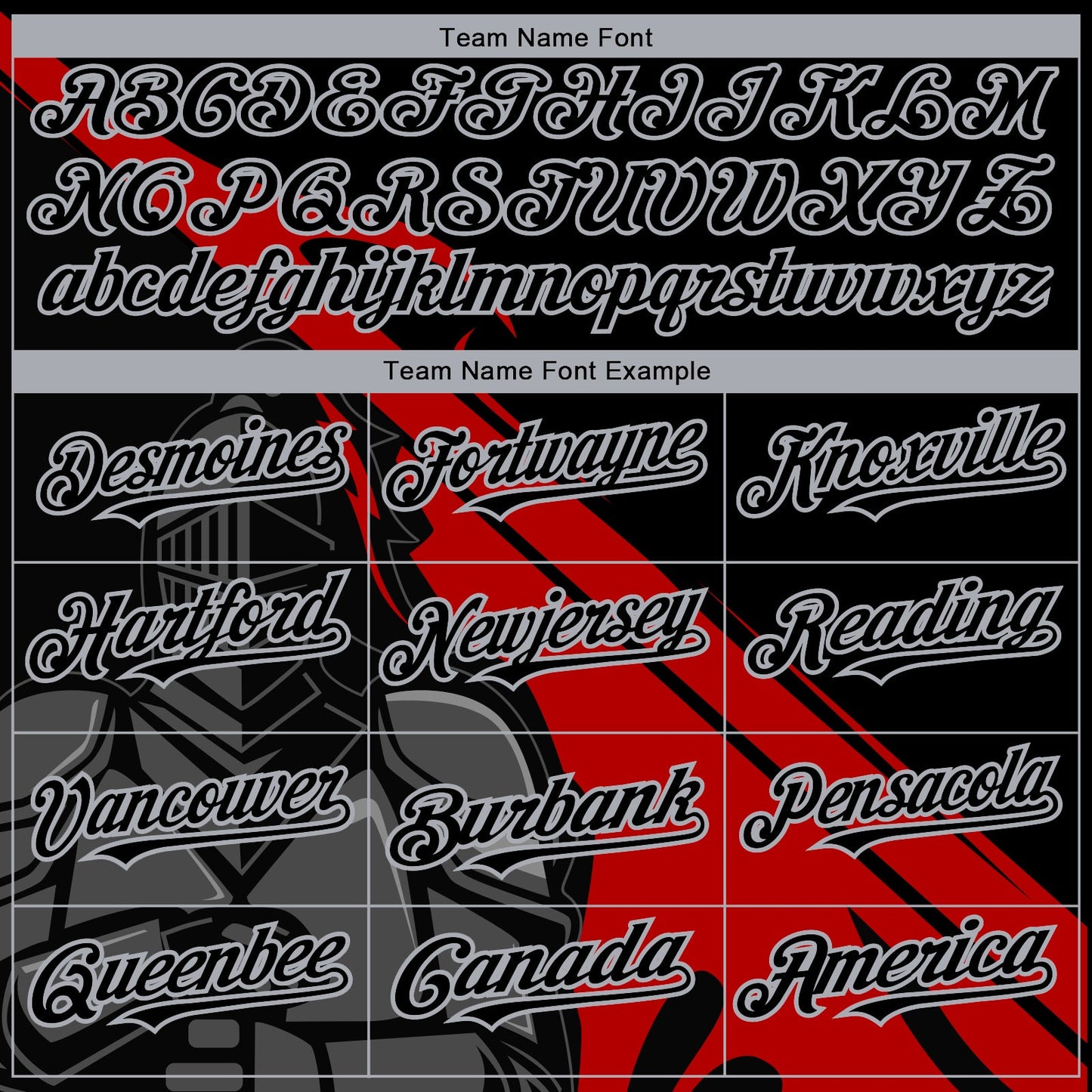 Custom Black Red-Gray 3D Pattern Design Knight Hero Art Authentic Baseball Jersey