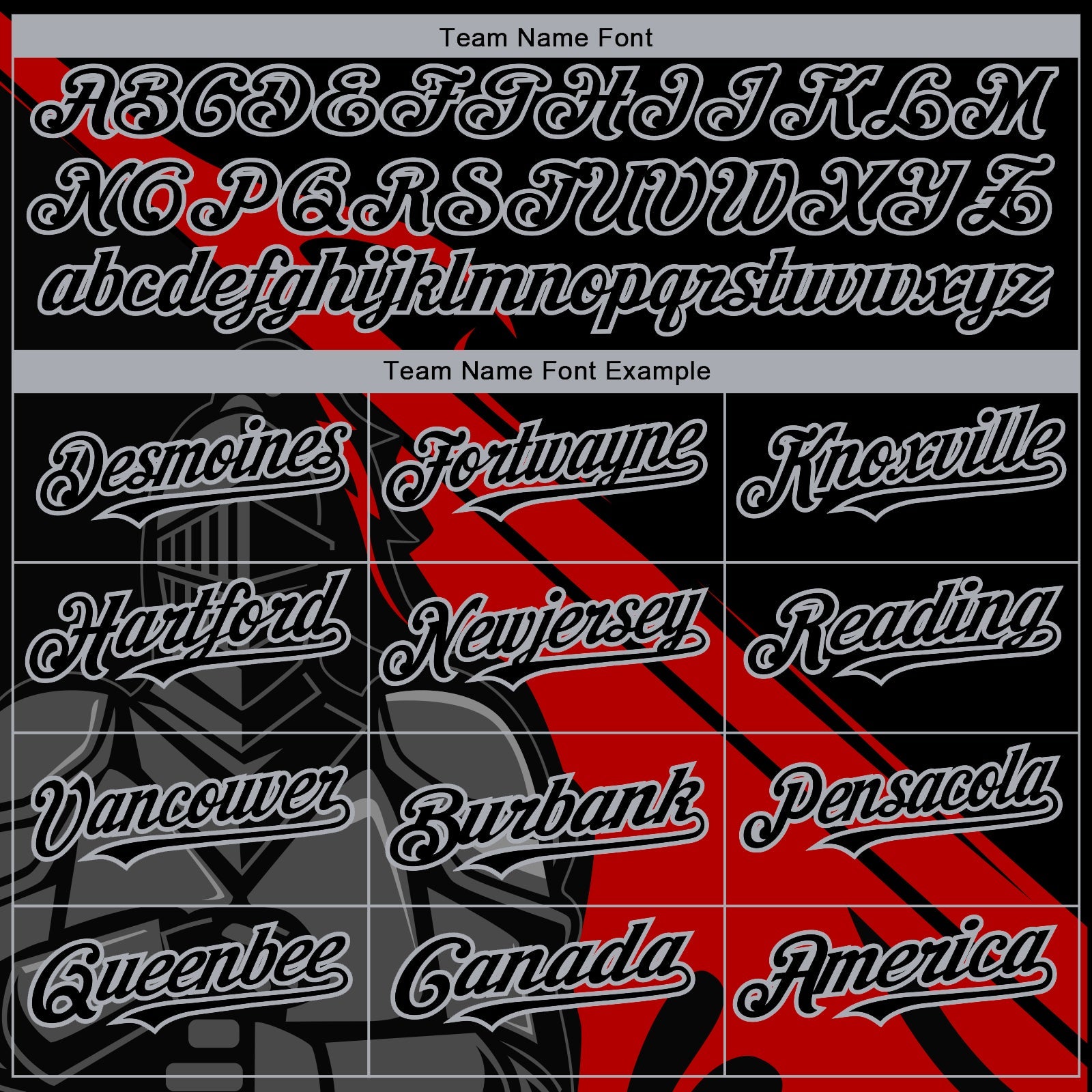 Custom Black Red-Gray 3D Pattern Design Knight Hero Art Authentic Baseball Jersey
