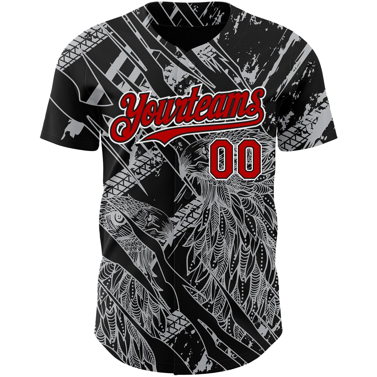 Custom Black Red-White 3D Pattern Design Animal Eagle Authentic Baseball Jersey T-Shirts, Hoodie, Sweatshirt (Image 2)