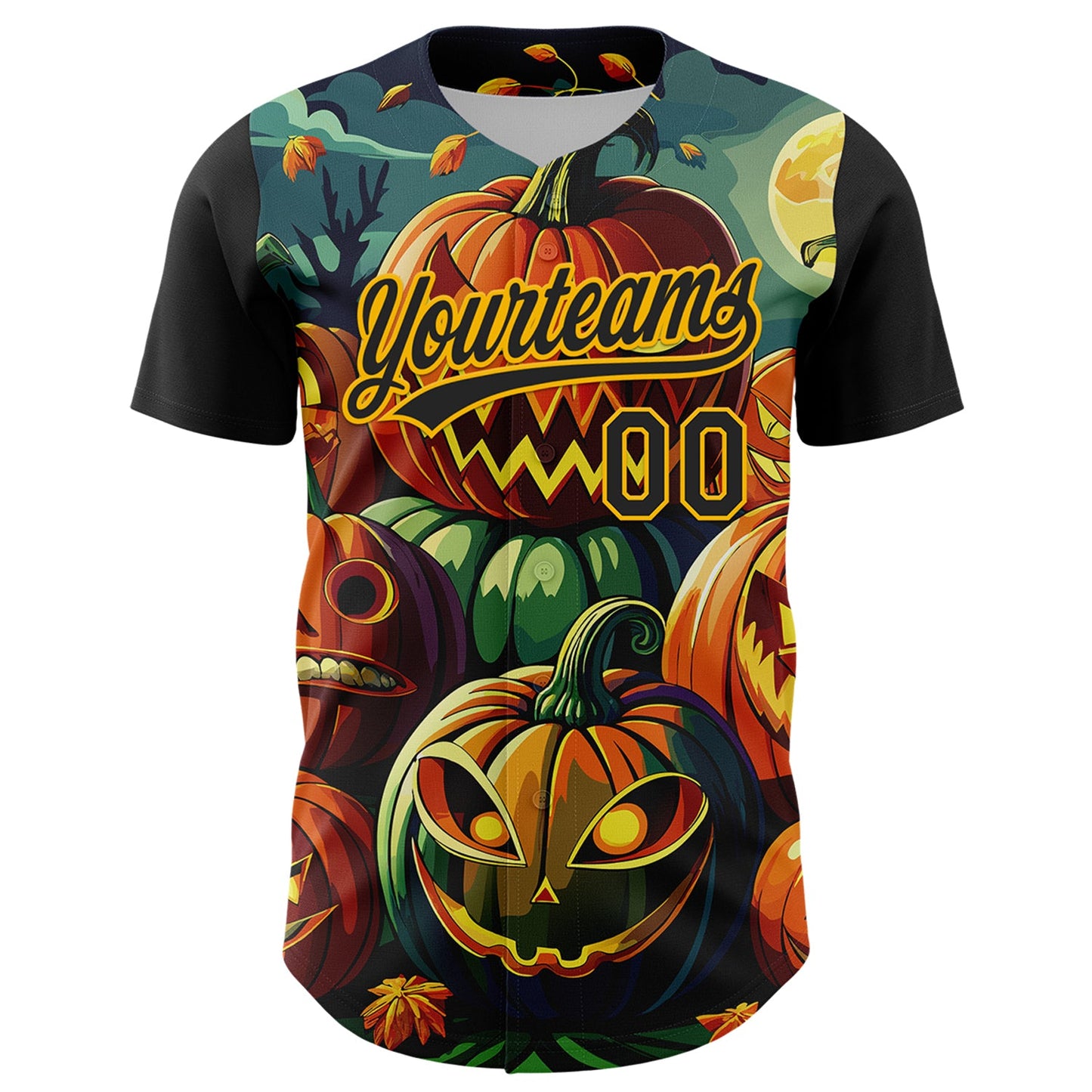 Custom Black Gold 3D Halloween Authentic Baseball Jersey T-Shirts, Hoodie, Sweatshirt | WearSparks.com (Image 2)