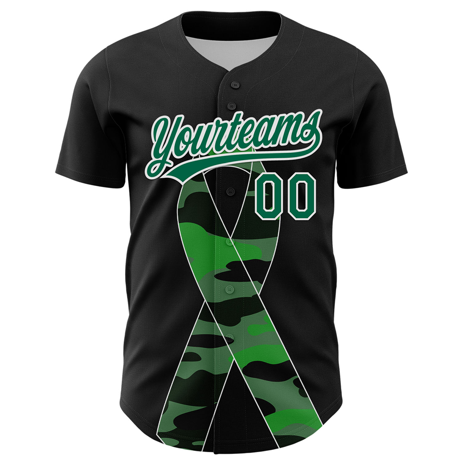 Custom Black Kelly Green-White 3D Liver Cancer Ribbon Authentic Baseball Jersey T-Shirts, Hoodie, Sweatshirt (Image 2)