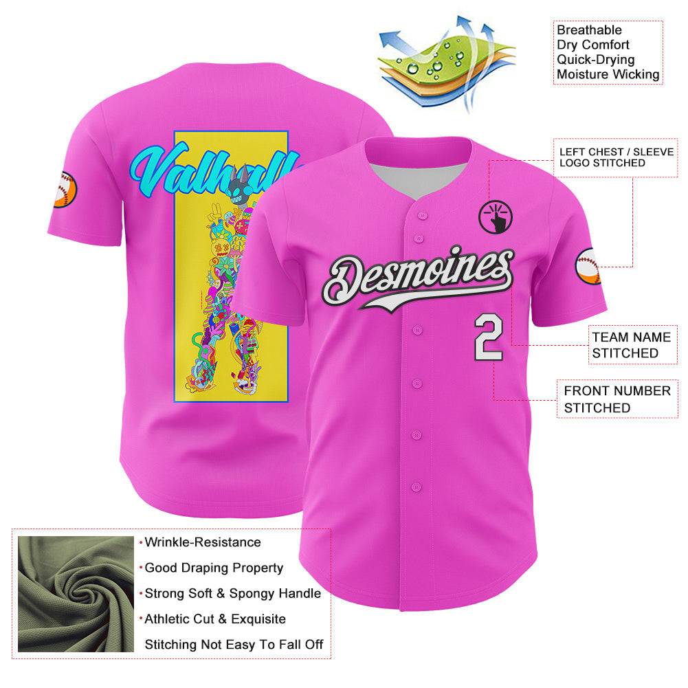 Custom Deep Pink White-Black 3D Vaunsart Valhalla Authentic Baseball Jersey T-Shirts, Hoodie, Sweatshirt (Image 3)